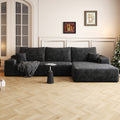 Cloud Sectional Couch with L-Shape Chaise - Plush Corduroy - Black