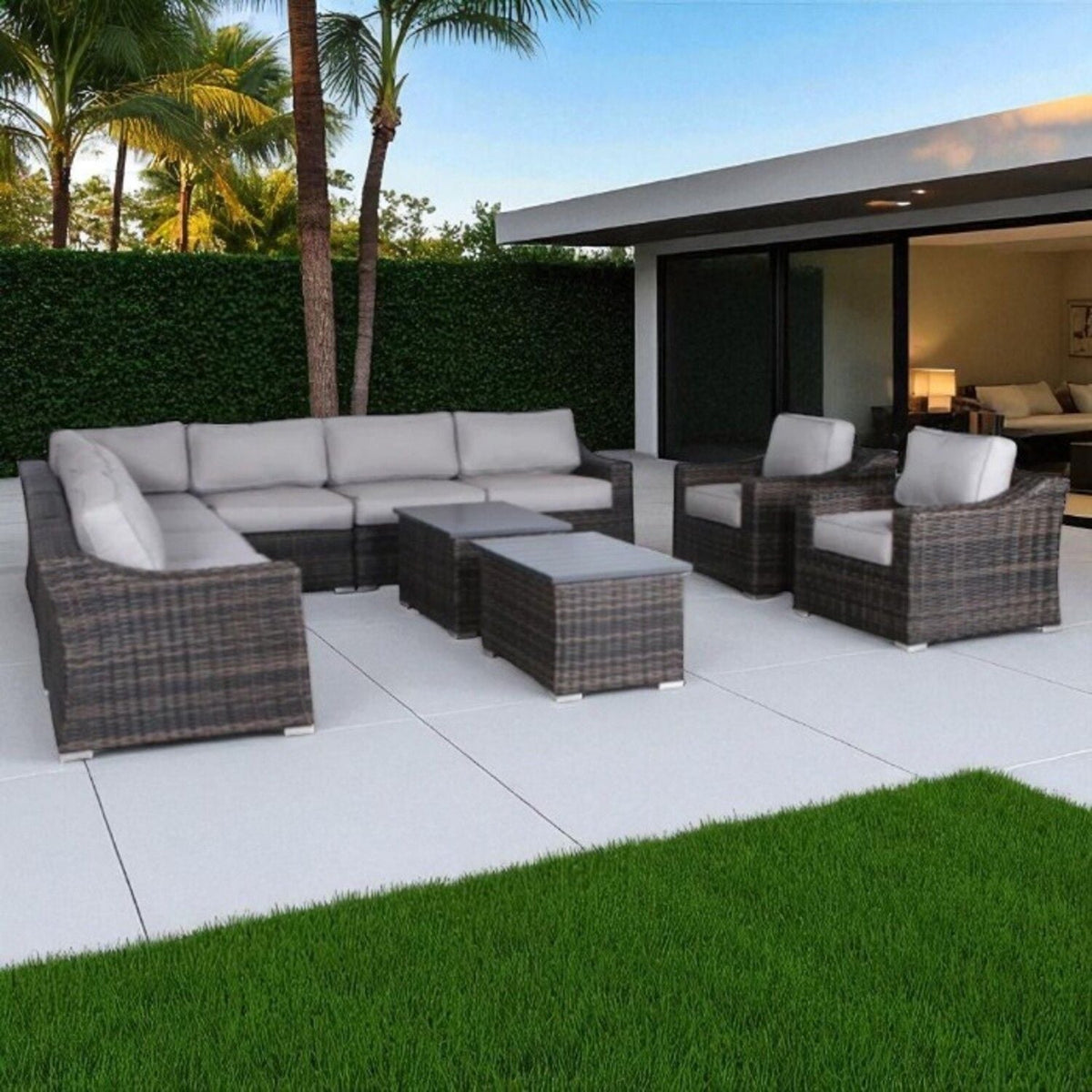 Stylish Sofa Seating Group With Cushions - Multiple Set Options, Dark Gray, Gray, or Dark Brown
