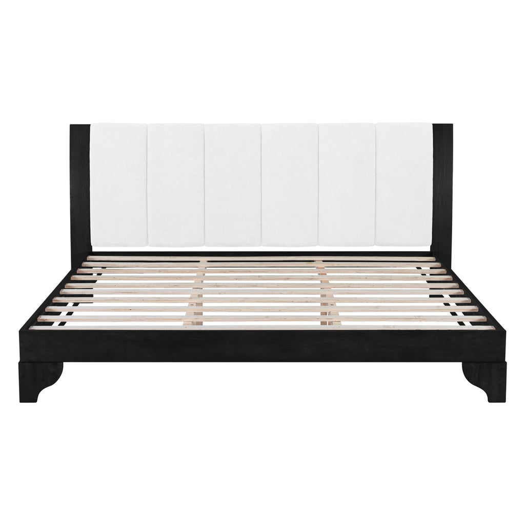 King Size Bed Frame with Reinforced Support - Black and White