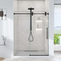Frameless Single Sliding Shower Door with Matte Finish - Matte Black