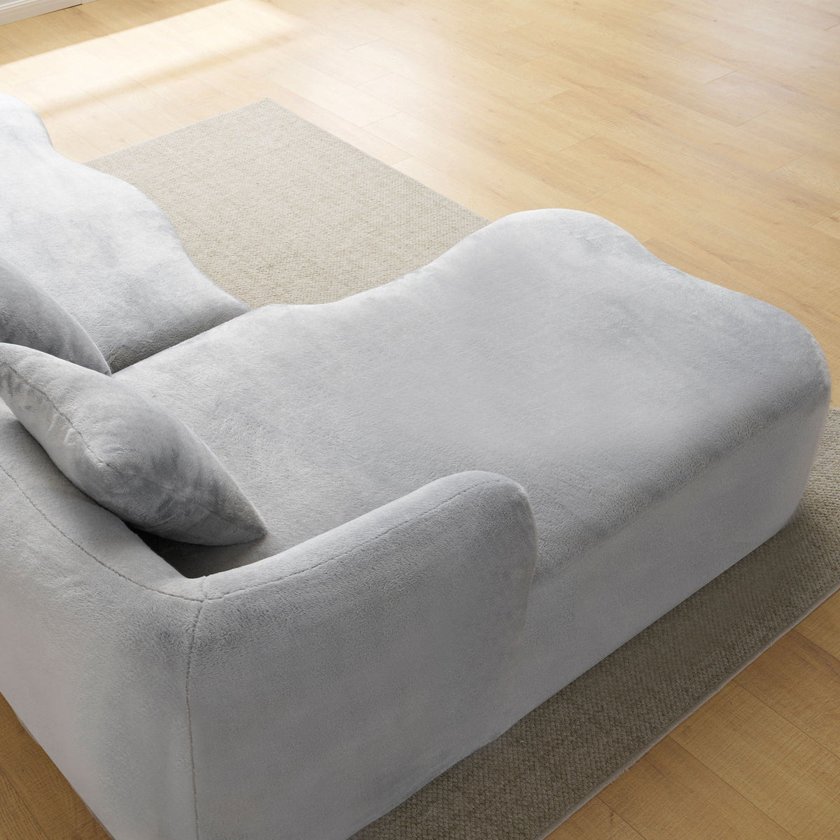 Modular L-Shape Sectional Sofa with Curved Chaise - Green, Beige, Gray