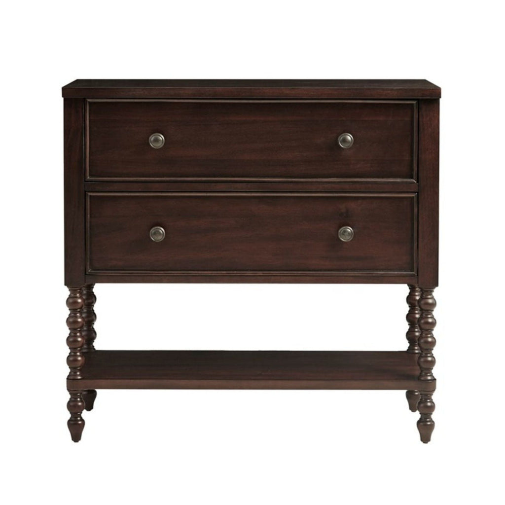 Signature Beckett 2 Drawer Accent Chest with Solid Wood Frame - Dark Brown or Beige