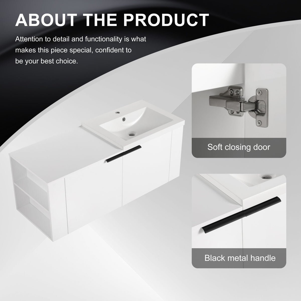 Modern Bathroom Vanity Sink Combo With Spacious Storage - White or Light Brown