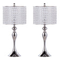 Contemporary Table Lamp Set with Crystal Beads - Polished Nickel