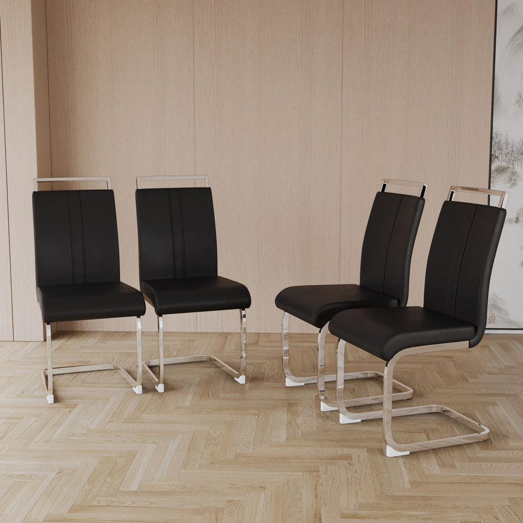 Modern Dining Chairs with Padded Seat and High Back - Black, White, or Dark Gray