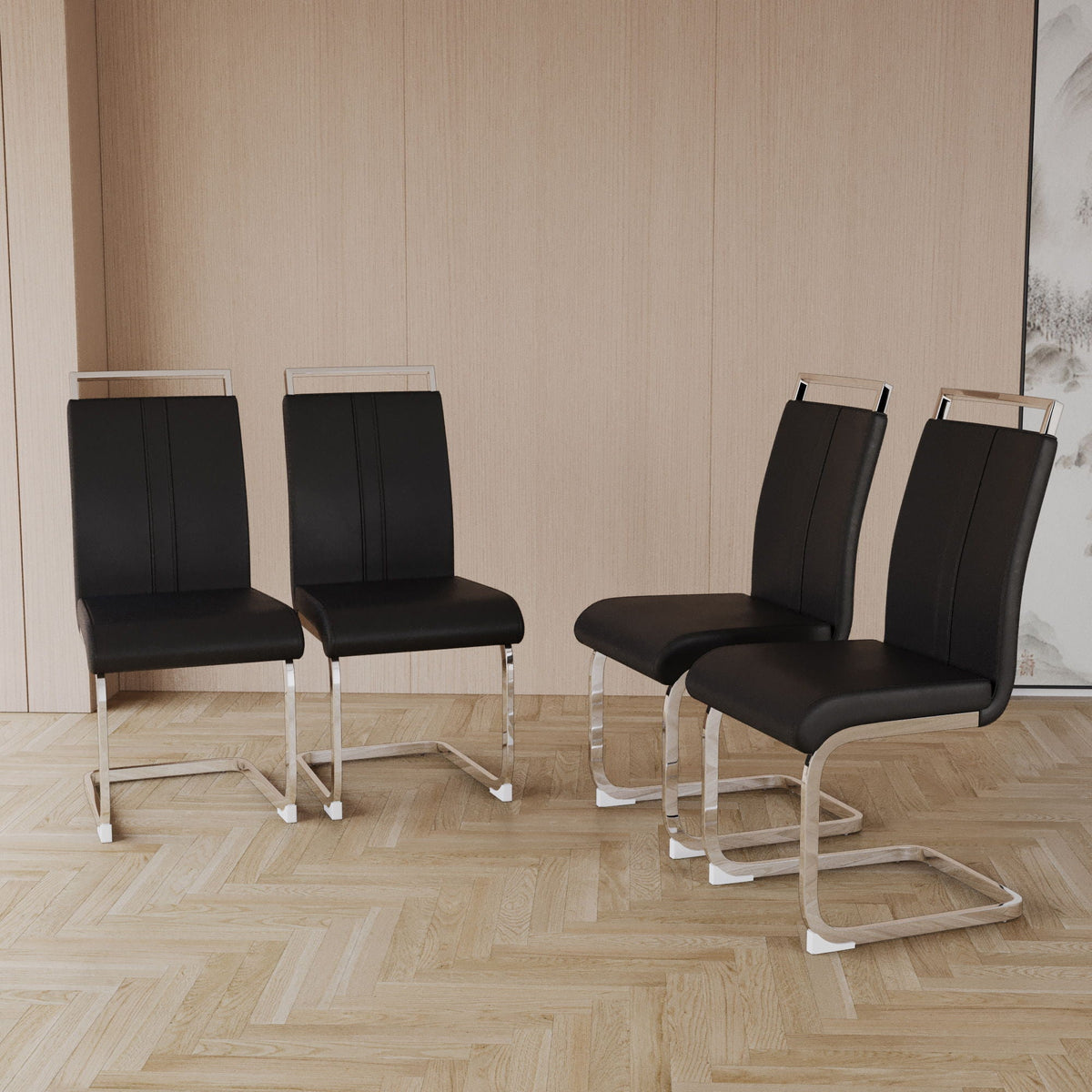 Modern Dining Chairs with Padded Seat and High Back - Black, White, or Dark Gray