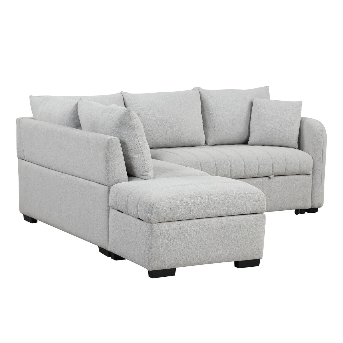 L-Shaped Sleeper Sectional with Pull-Out Bed and Storage Ottoman - Gray or Beige