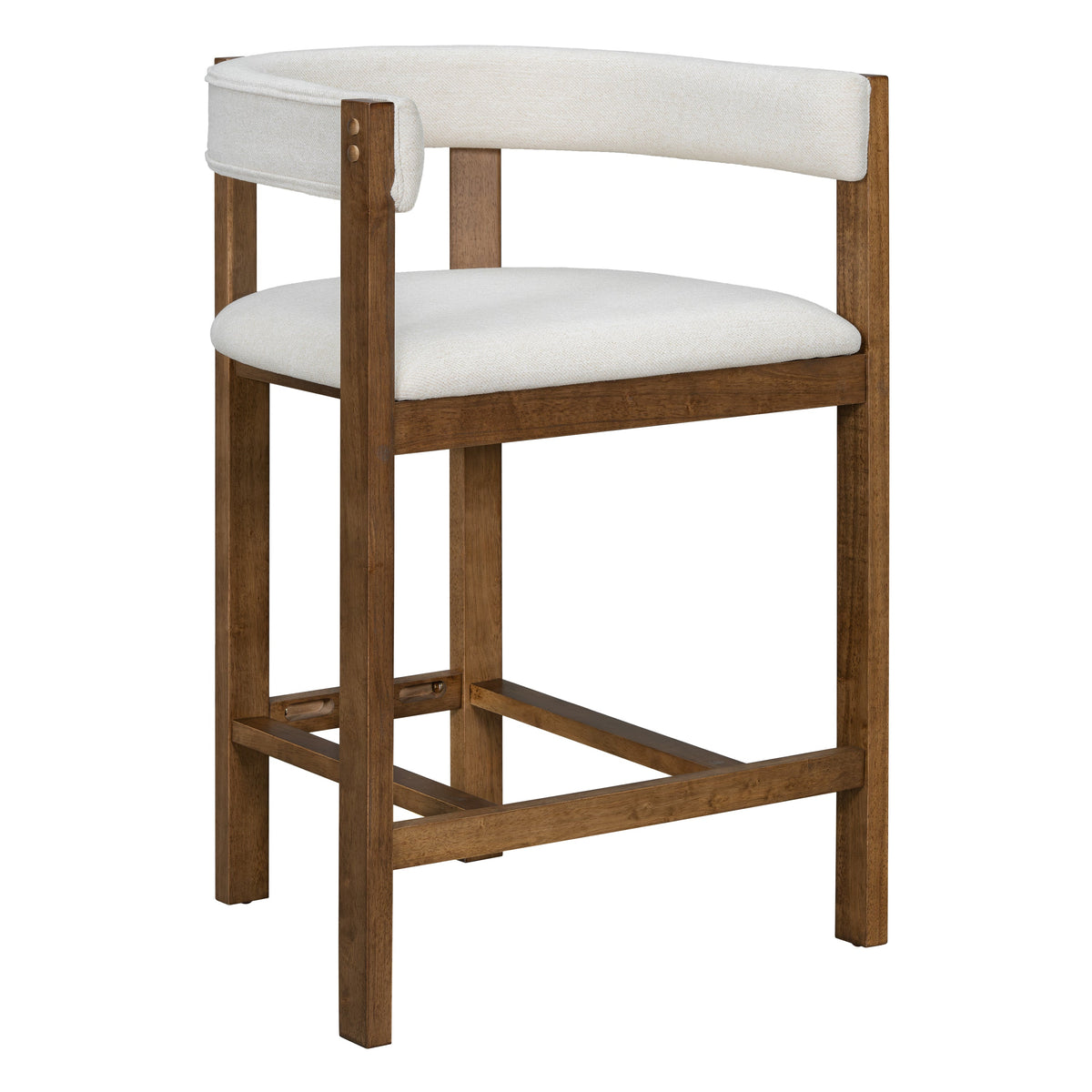 Solid Rubberwood Counter Stools with Cutout Barrel Back - Set of 2
