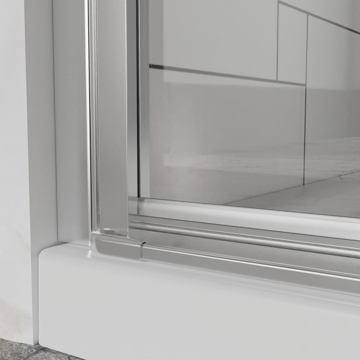 Bifold Frameless Shower Door with Tempered Clear Glass - Pearl Silver or Black