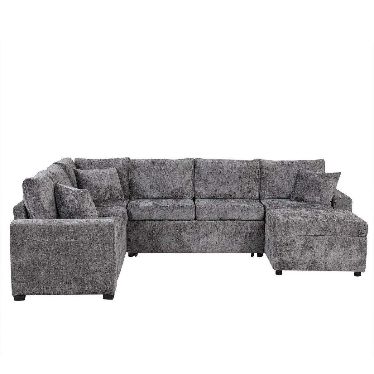 Sleeper Sectional Sofa with Storage Ottoman and USB Charging - White or Dark Gray