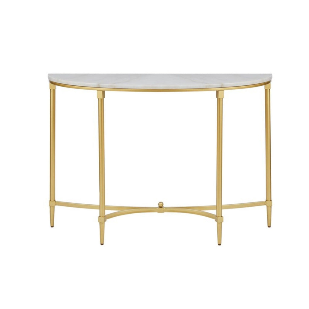 White Marble Console Table with Gold Metal Legs - Bordeaux