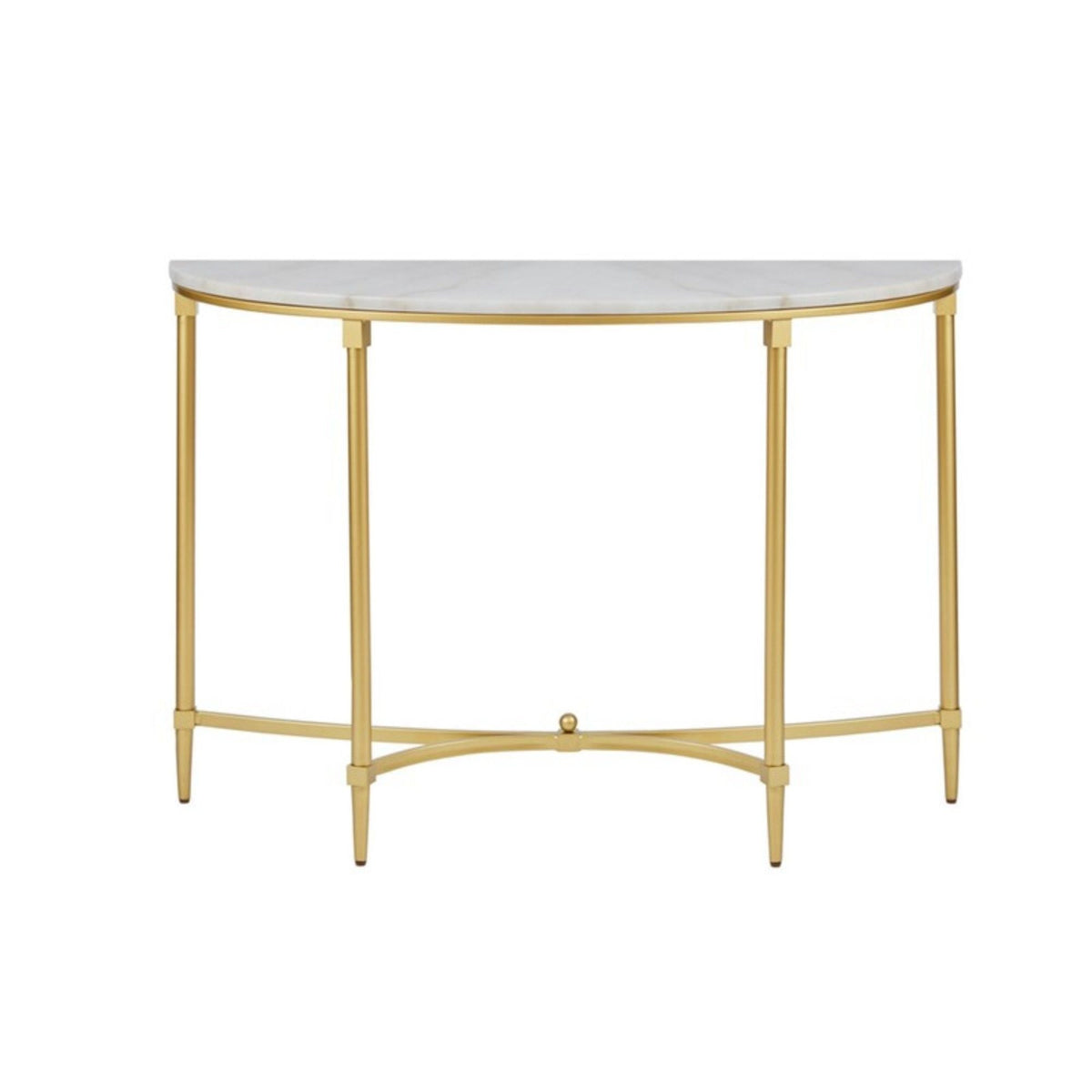 White Marble Console Table with Gold Metal Legs - Bordeaux