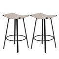 Counter Height Bar Stools Backless Handwoven Set with Round Footrest - Creamy White