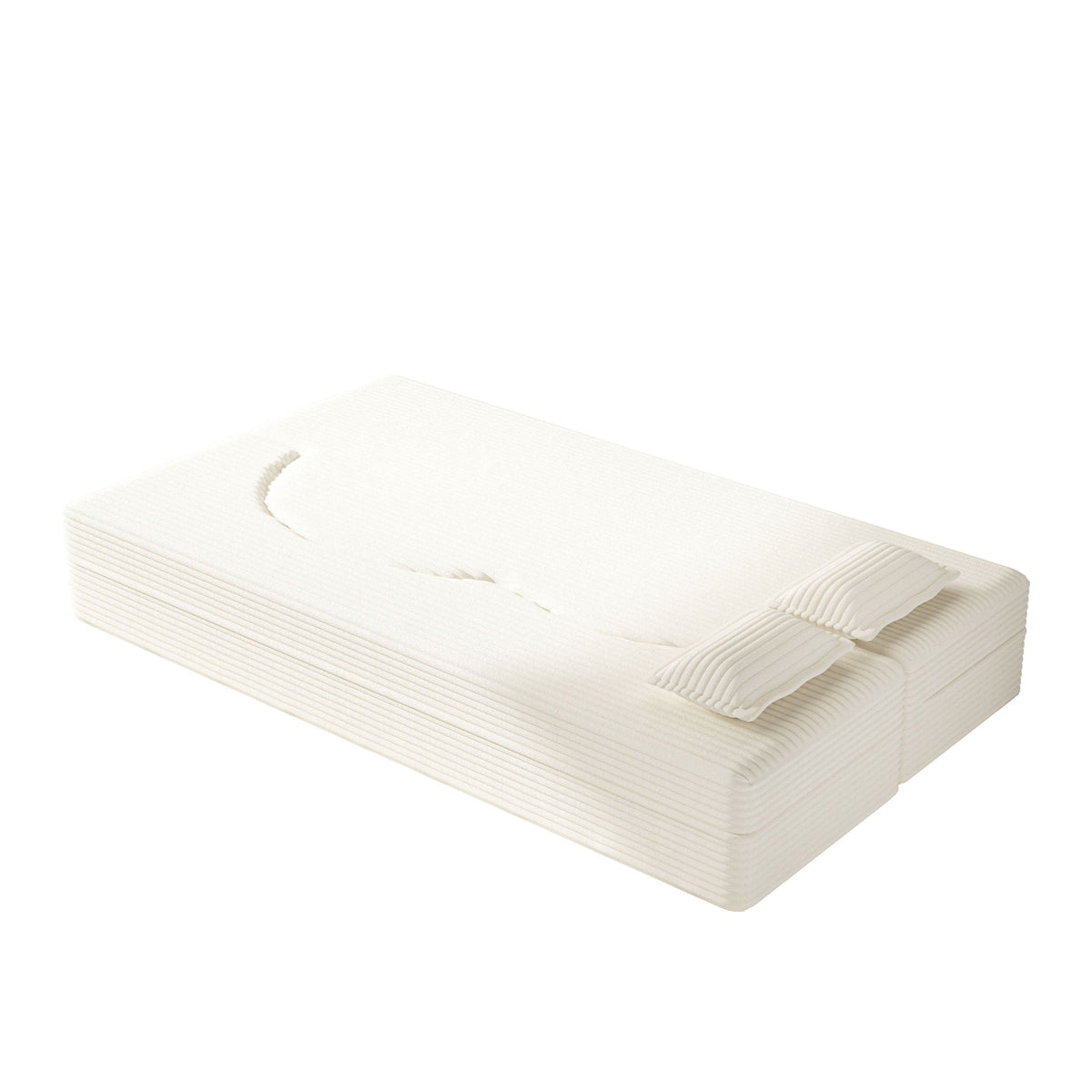 Convertible Floor Sofa with 2 Pillows - Twin Size Corduroy - White or Gray