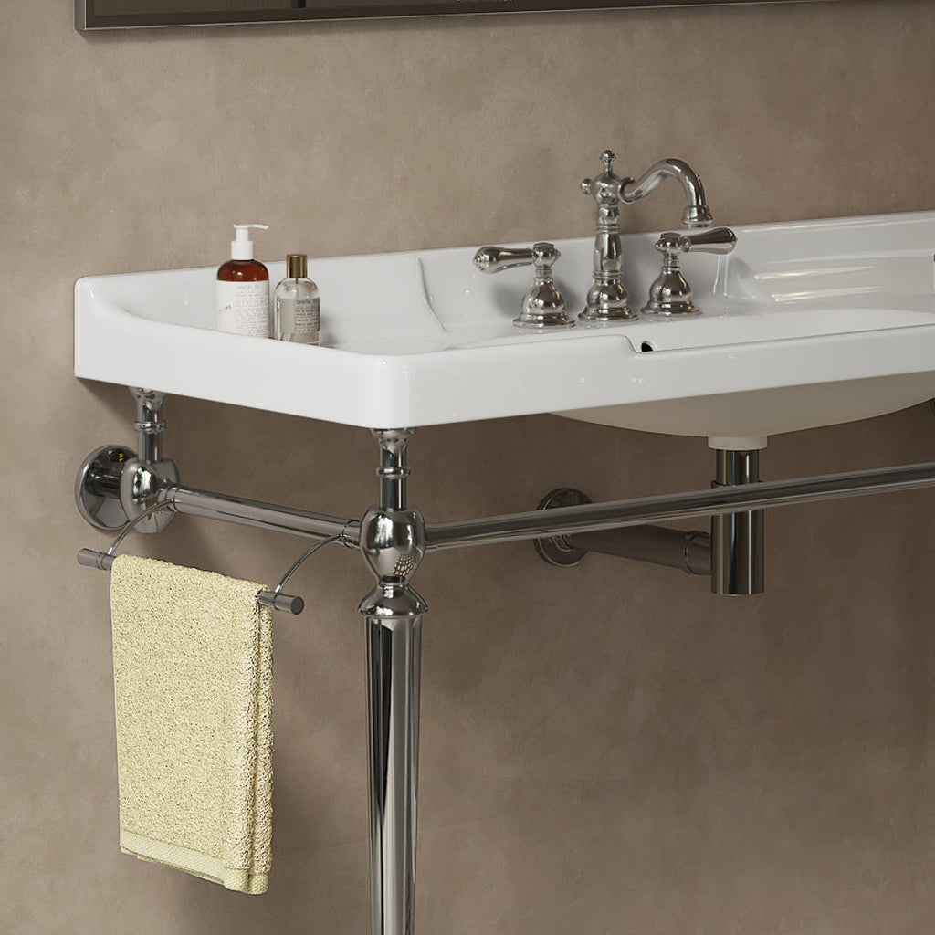 48-Inch Bathroom Ceramic Basin with 3 Pre-Drilled Holes - White or Black