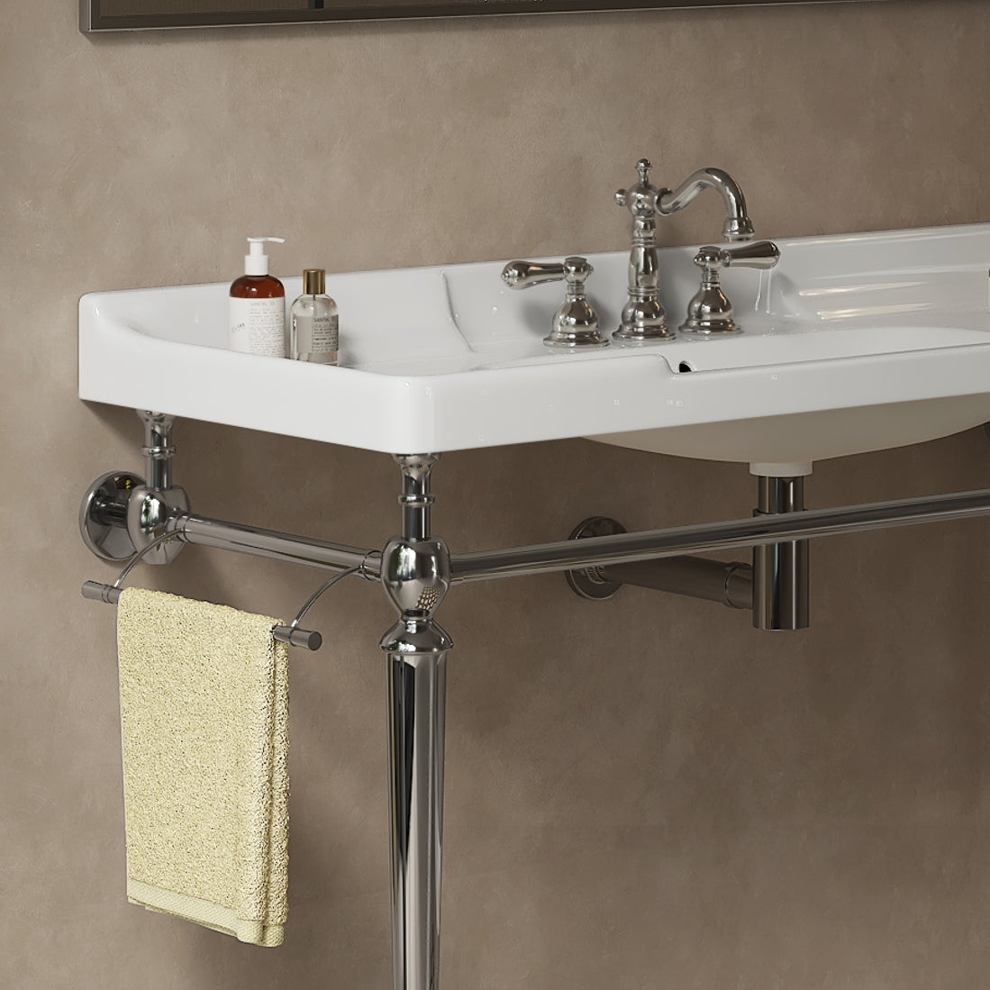 48-Inch Bathroom Ceramic Basin with 3 Pre-Drilled Holes - White or Black