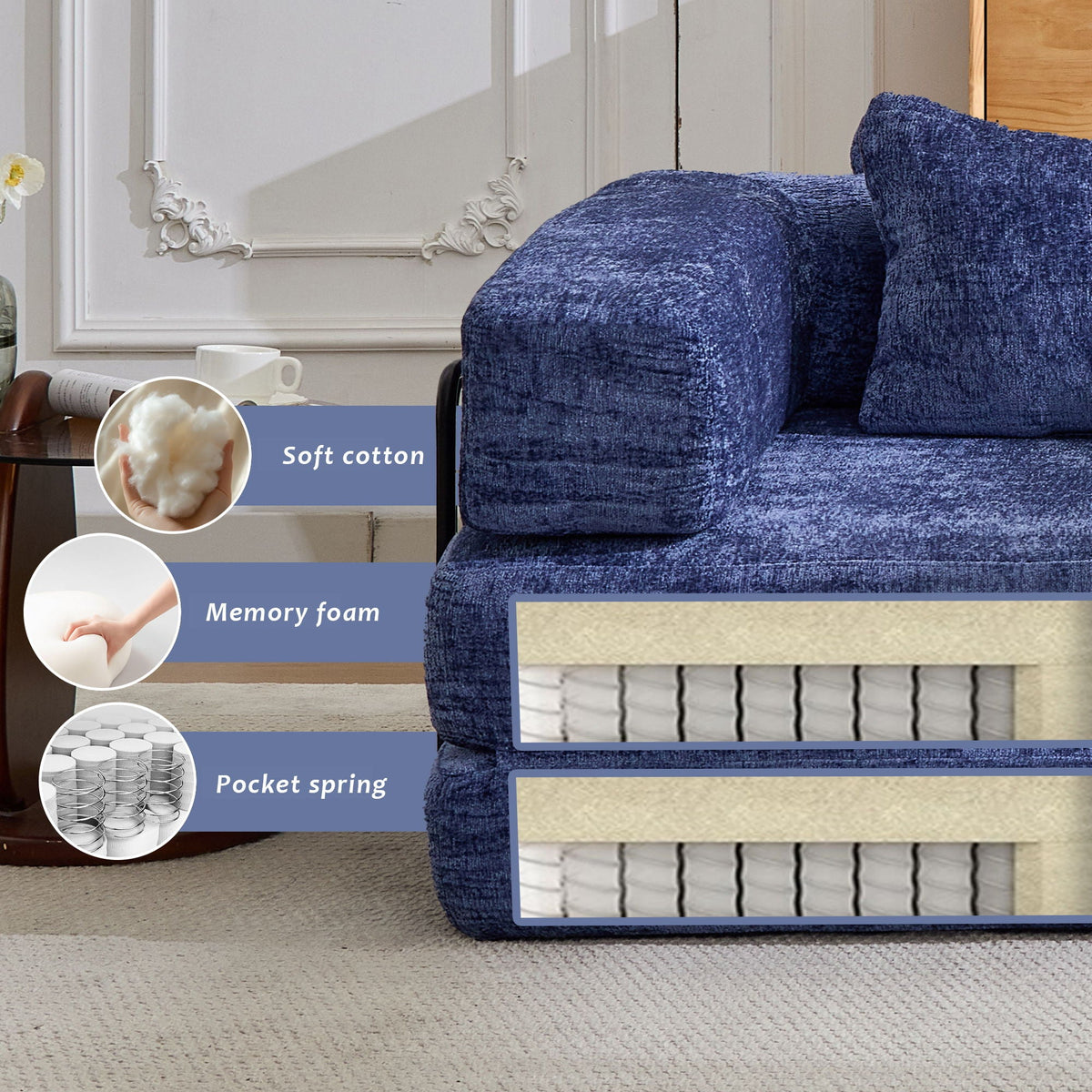 Convertible Floor Sofa Bed with Modular Design - Multiple Colors