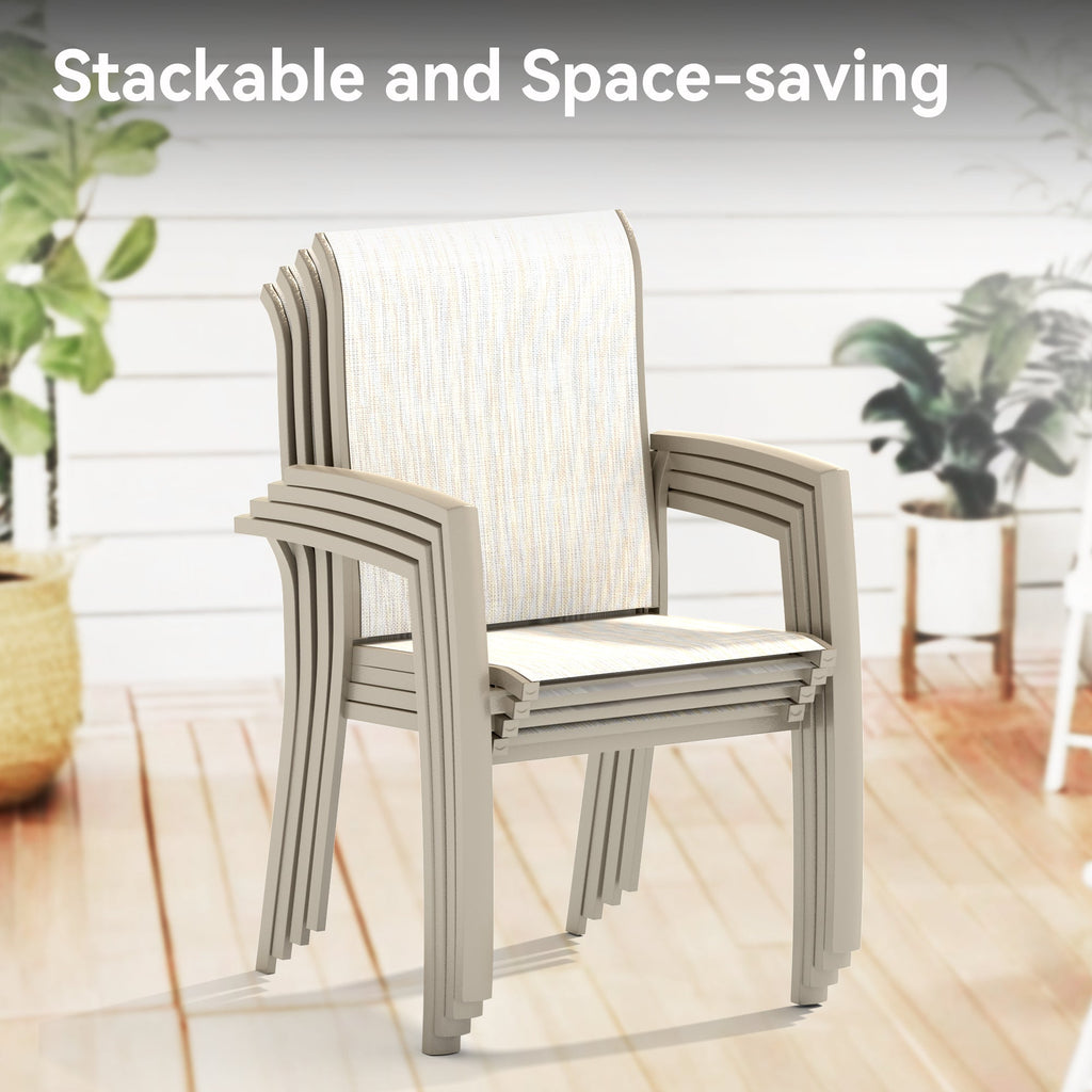 Metal Outdoor Patio Chairs Set of 2 with Stackable Design - Black