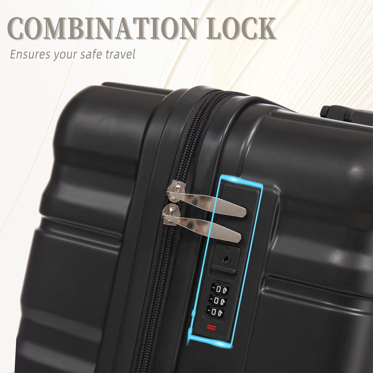 Durable ABS Hard Case Luggage Set with Combination Lock - Dark Gray