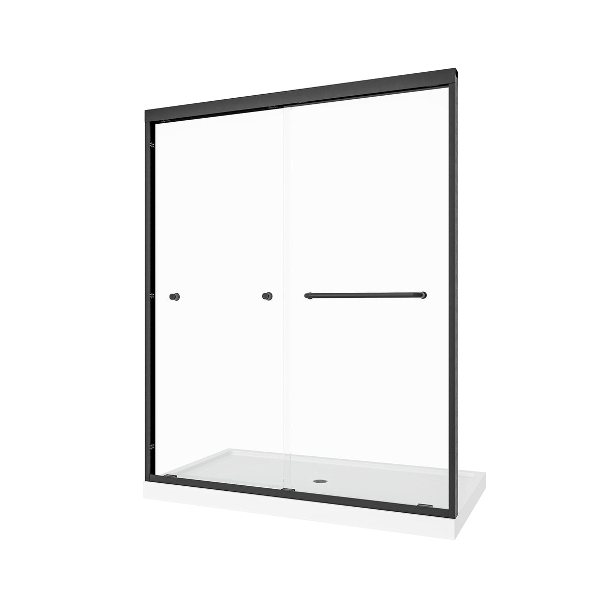 Matte Shower Door with Tempered Glass - Matte Black