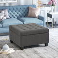 Upholstered Tufted Fabric Storage Ottoman with Hidden Storage - Dark Gray