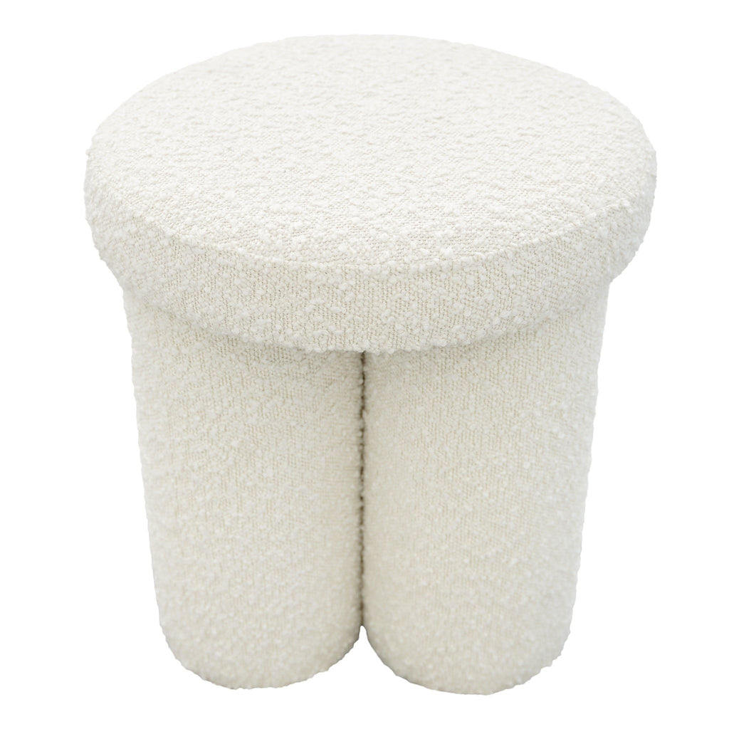 Ivory Accent Stool with Sherpa Upholstery - Wesley