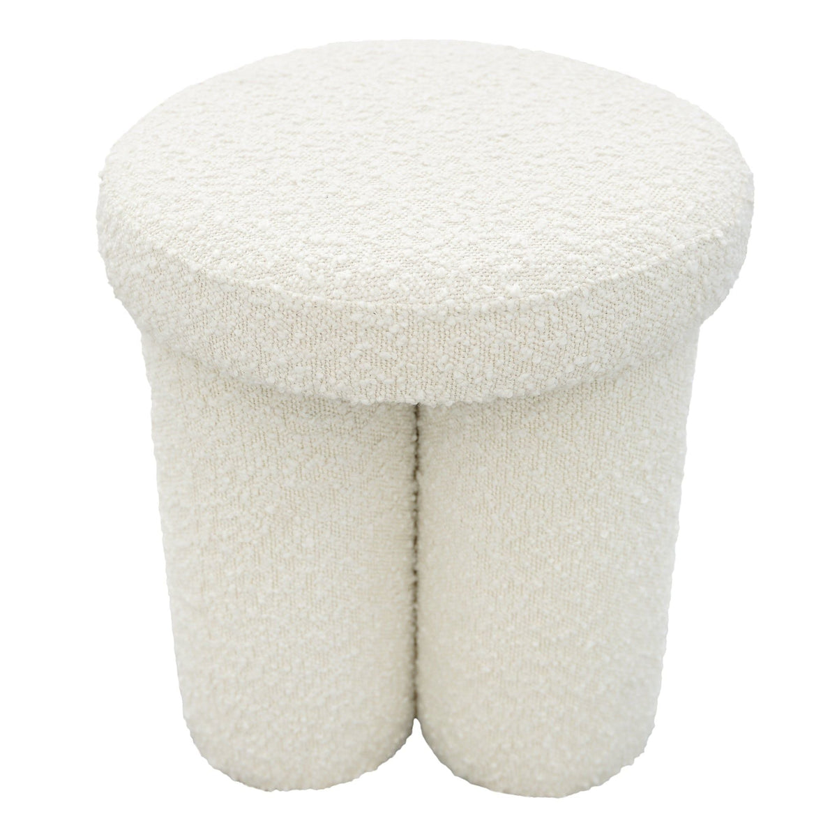 Ivory Accent Stool with Sherpa Upholstery - Wesley