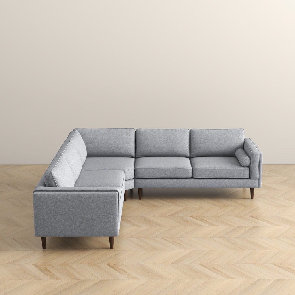 Amber Light Sectional Sofa with Removable Cushions - Light Fabric