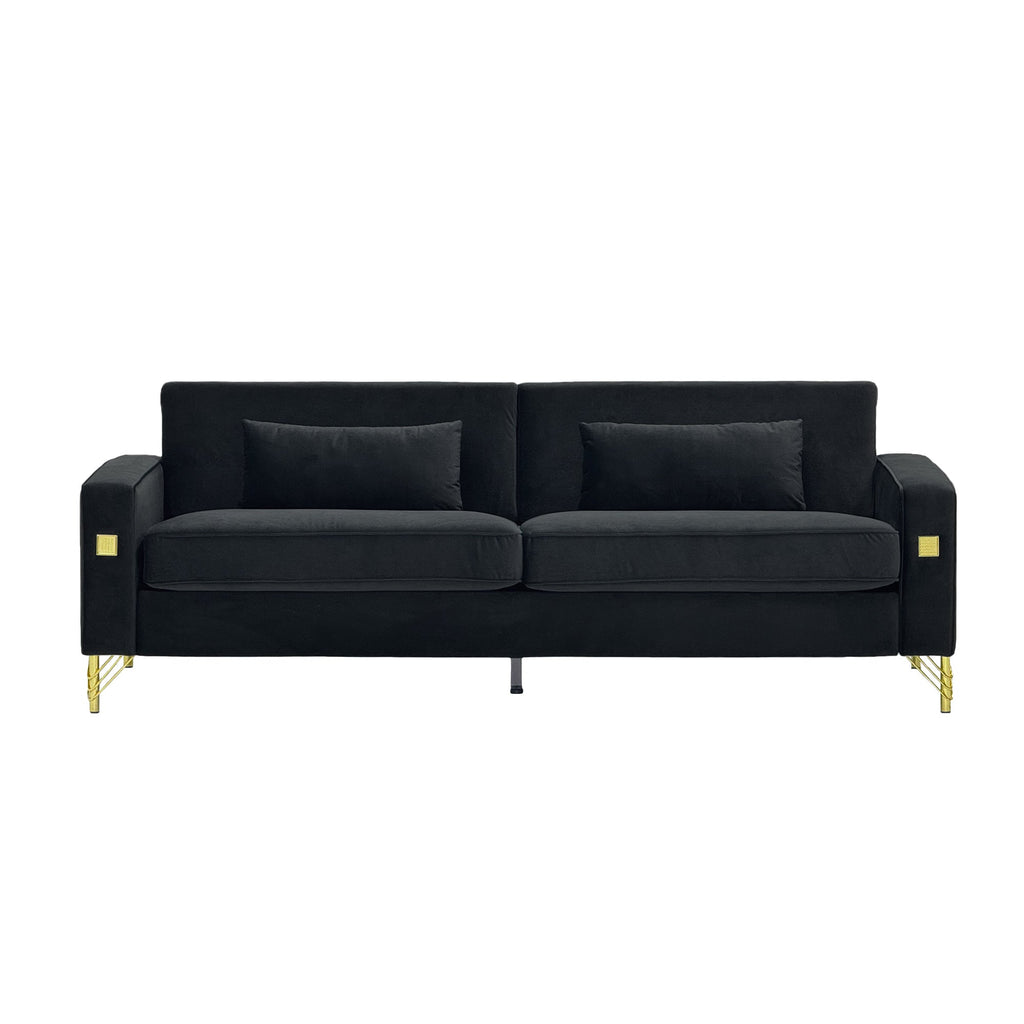Luxury Velvet Sofa with Plush Cushions - Velvet