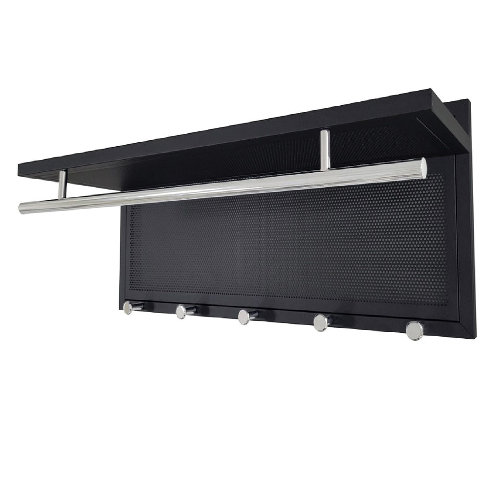 Powder Coated Metal Wall Mounted Coat Rack with Shelf - Multiple Colors