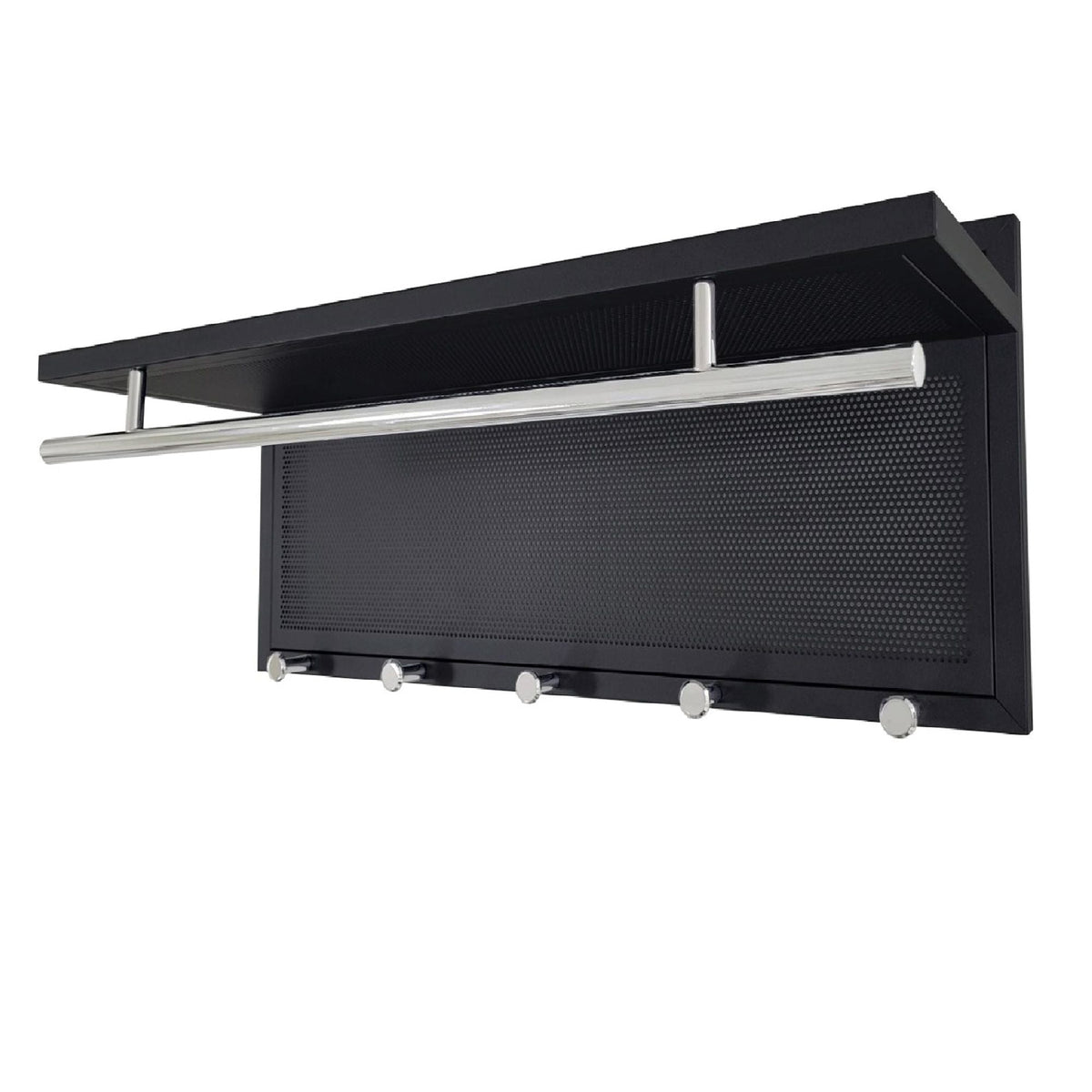 Powder Coated Metal Wall Mounted Coat Rack with Shelf - Multiple Colors