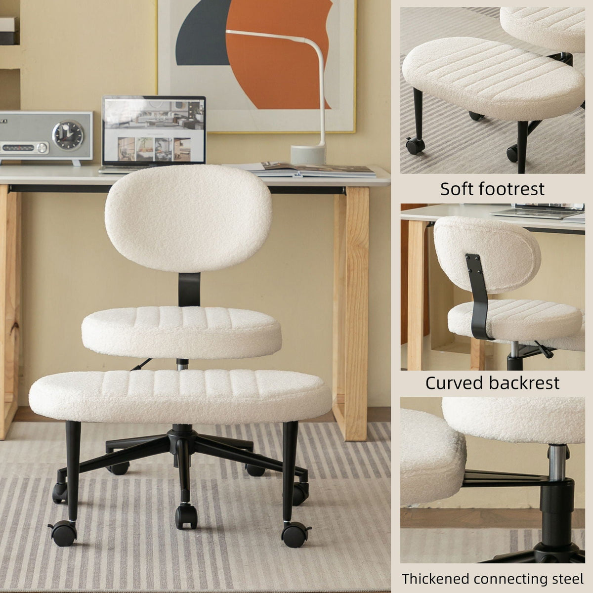 Ergonomic Cross Legged Office Chair with Back Support - Multiple Colors