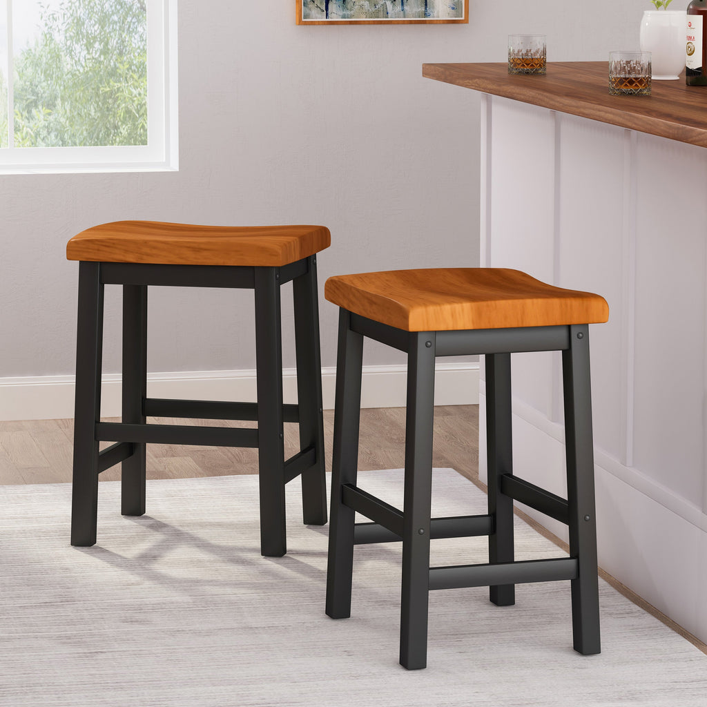 Wood 24" Saddle Stool with Saddle Seat - Walnut