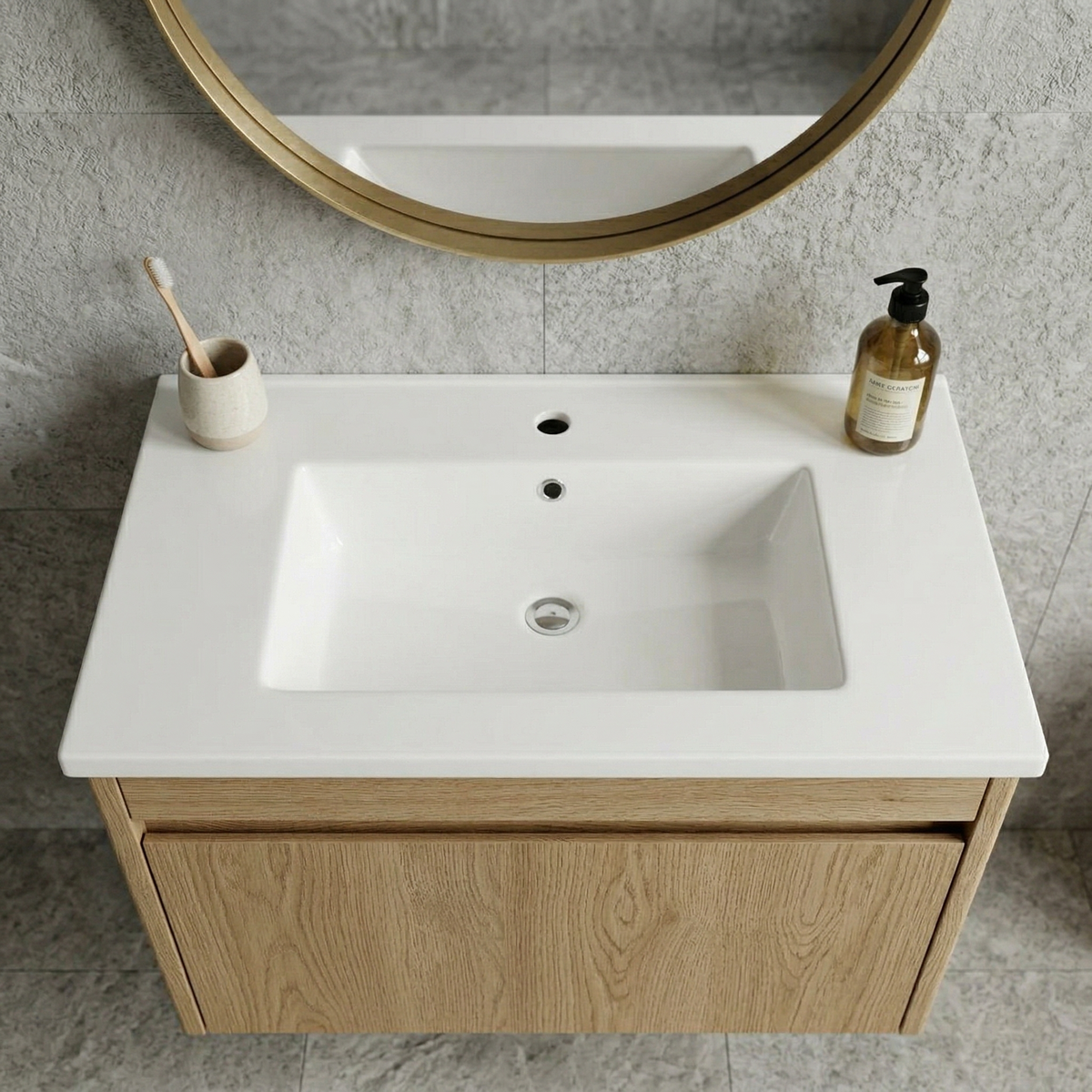 Ceramic Bathroom Vanity Sink Top with Single Hole - White