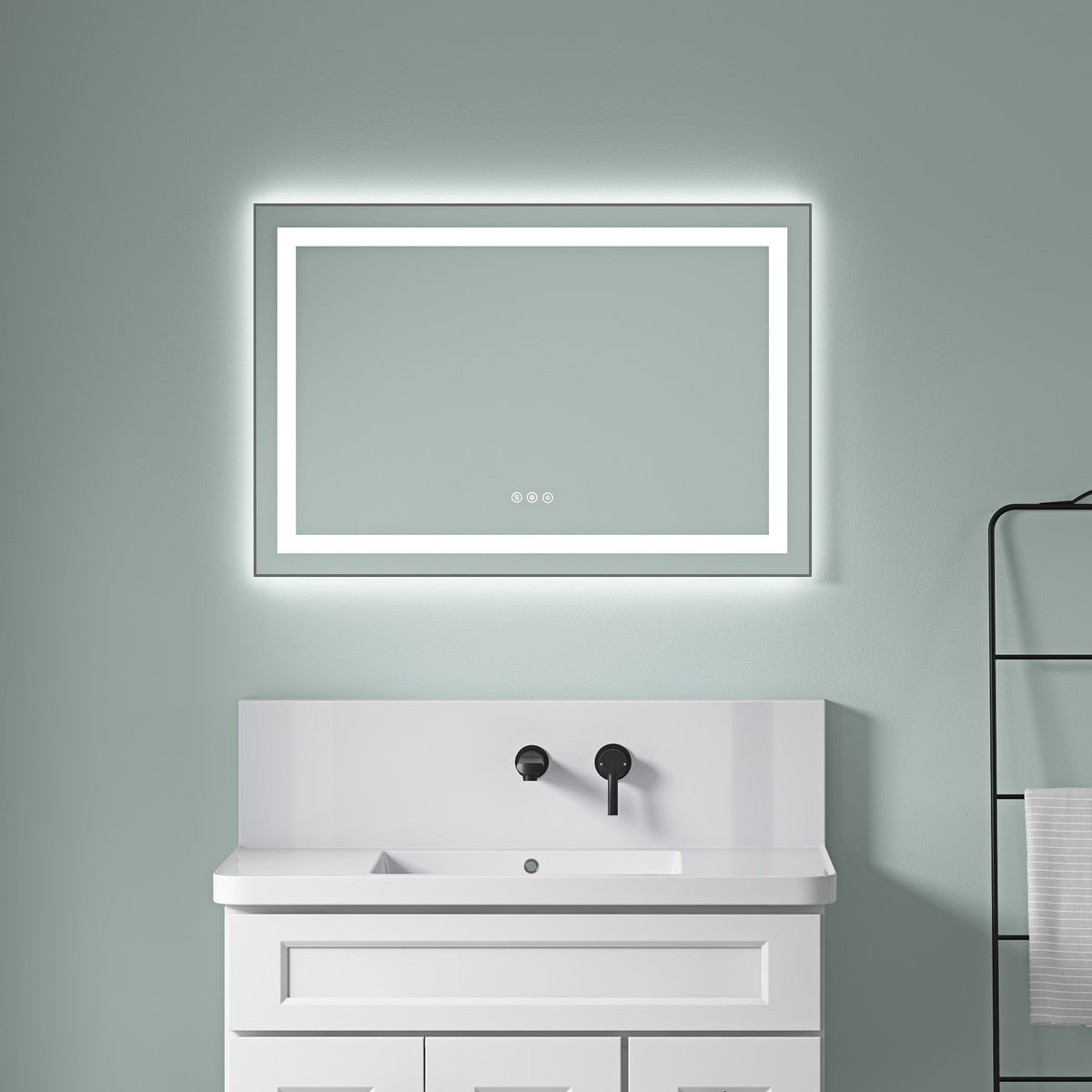 36" x 24" LED Bathroom Mirror with Front and Backlight - Adjustable, Anti-Fog