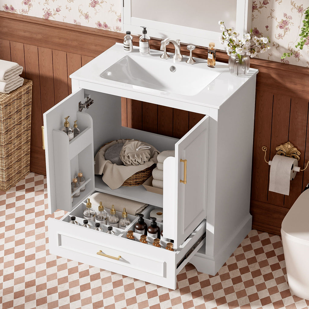 Bathroom Vanity with Sink and Soft Close Doors - White, Black, Green, or Gray