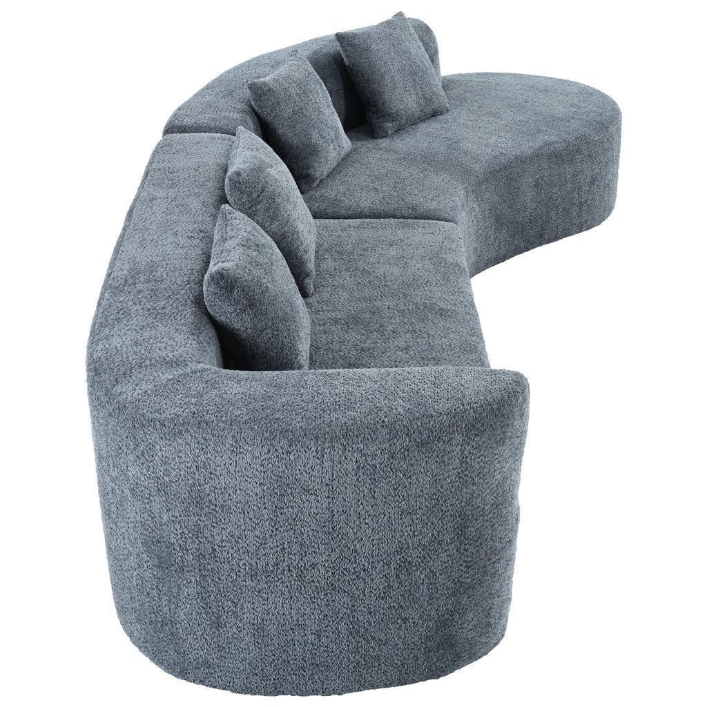 132" Modern Sectional Sofa with Curved Modular Design - Chenille