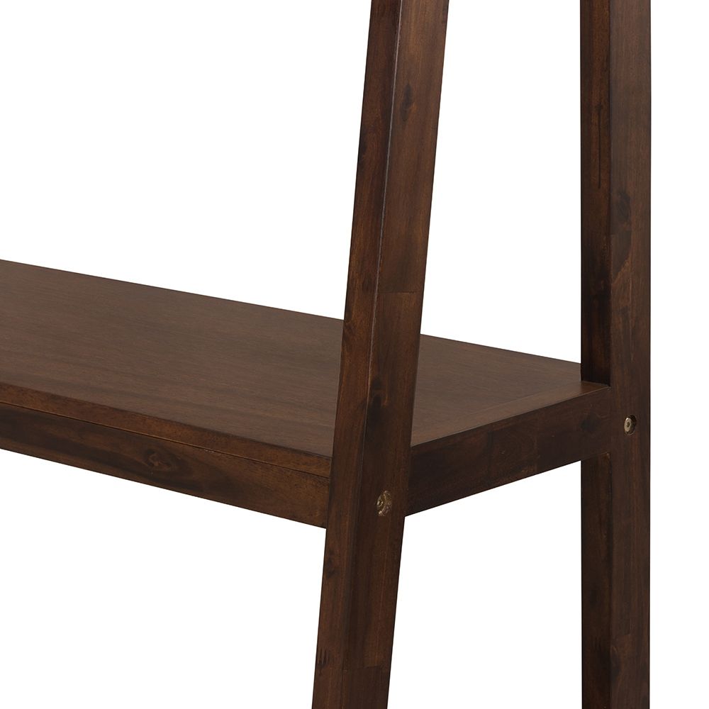Natural Wood Ladder Bookcase with Sturdy Construction - Brown
