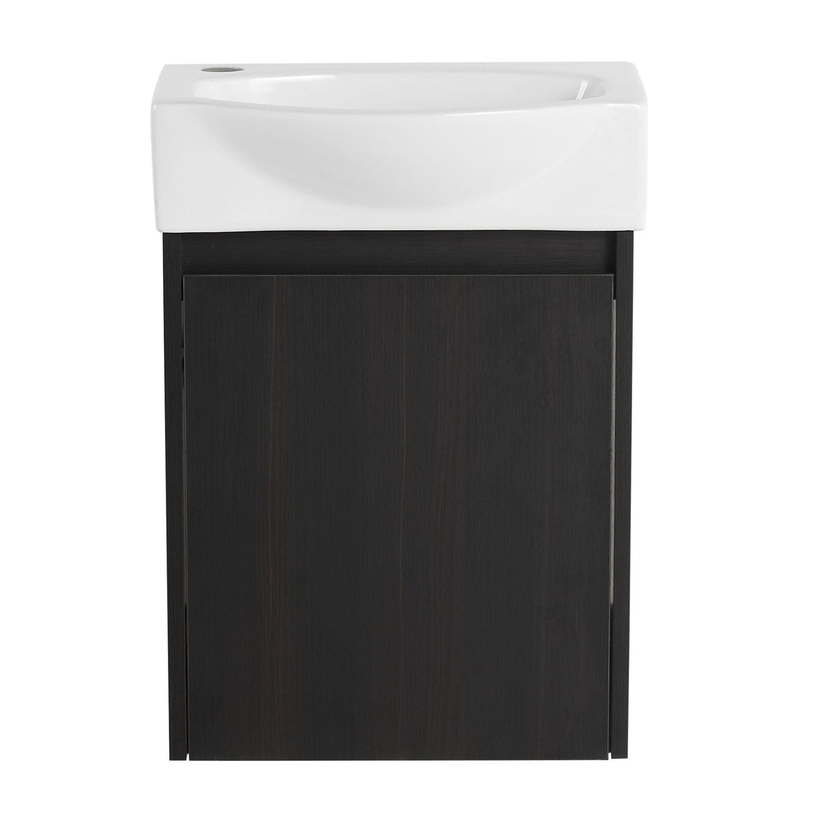 Modern Bathroom Vanity with Ceramic Basin and Storage Cabinet - Light Brown, Black, or White