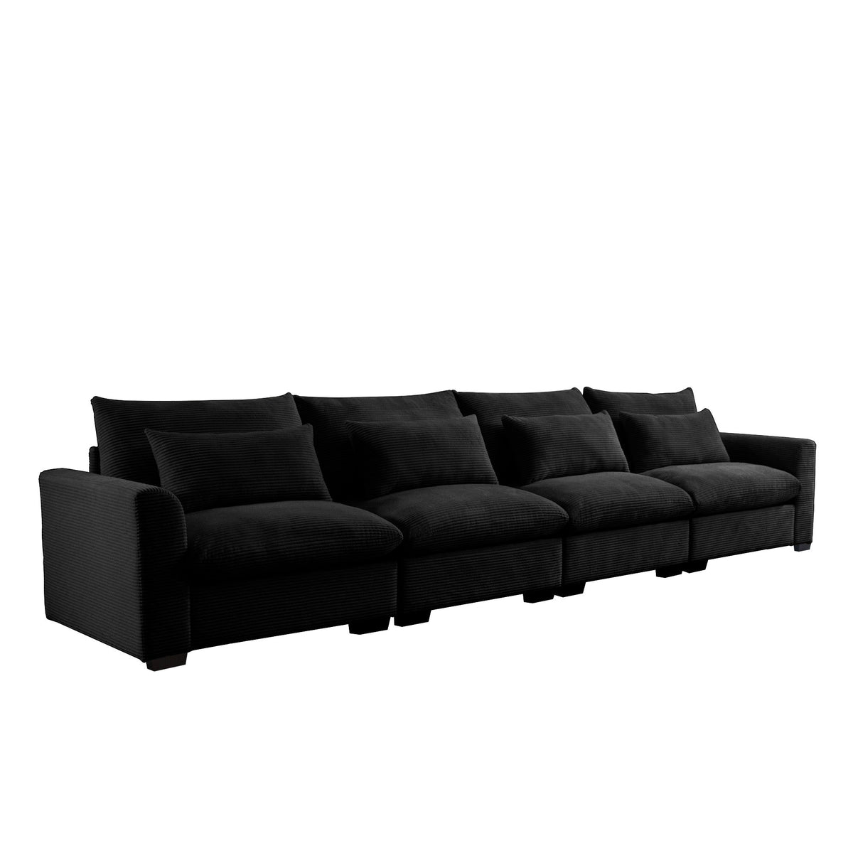 4 Seater Deep Seat Corduroy Couch for Living Room - Black, Beige, or Green