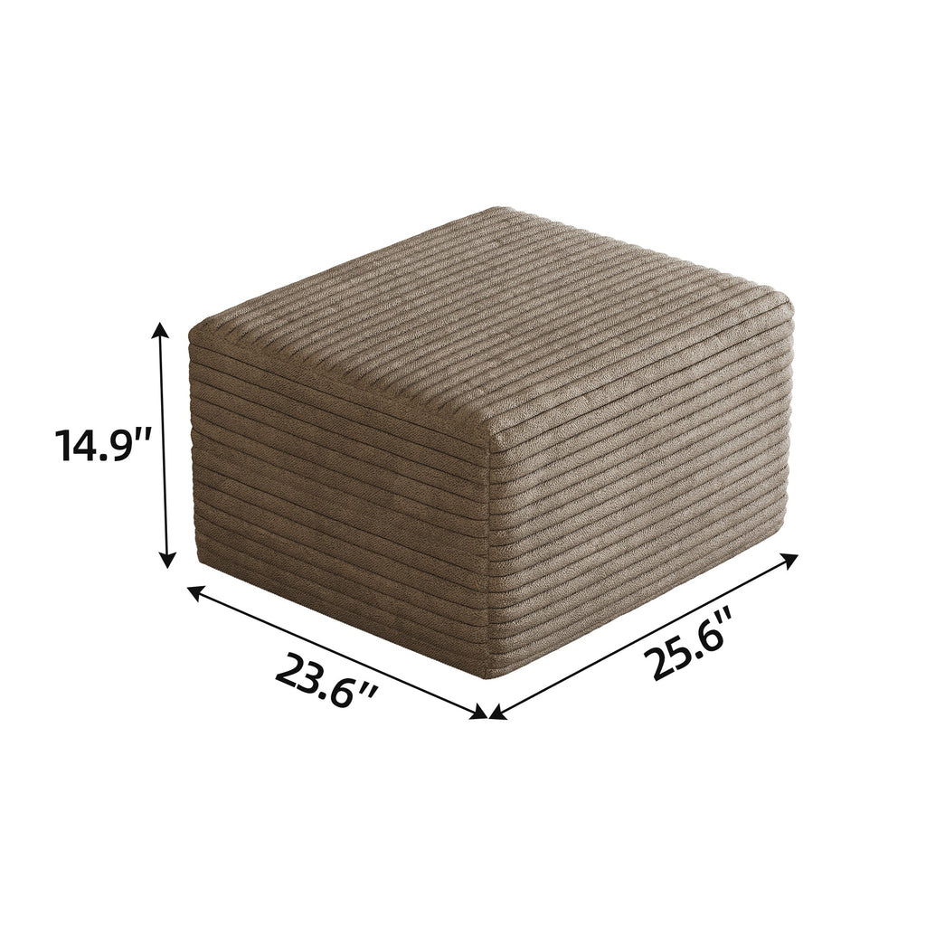 Sofa Ottoman with Plush Corduroy Fabric - No Assembly Required
