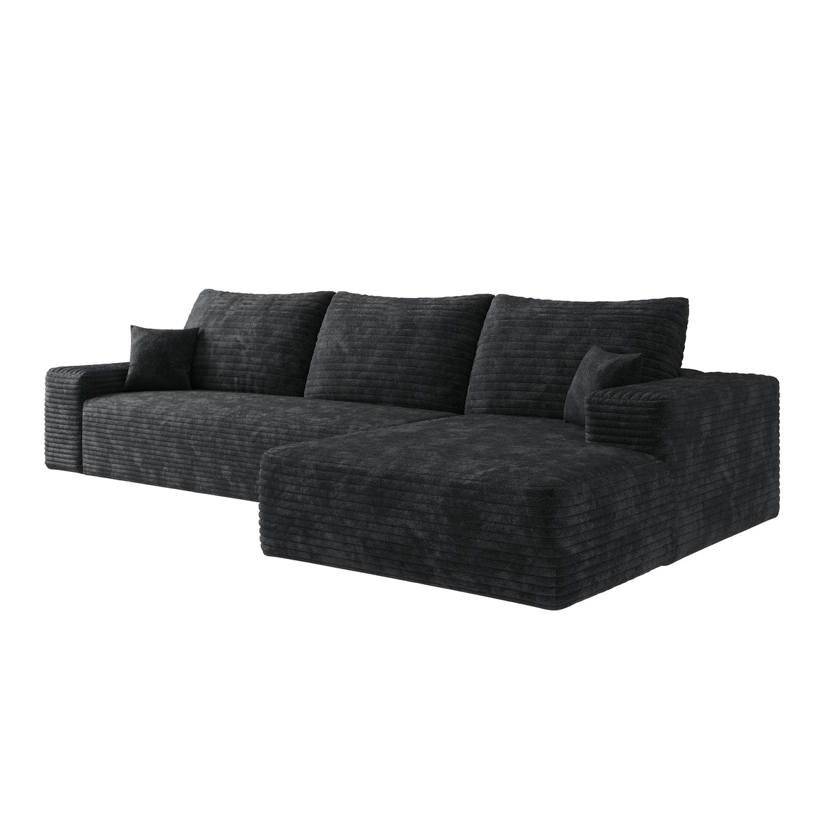 Cloud Sectional Couch with L-Shape Chaise - Plush Corduroy - Black