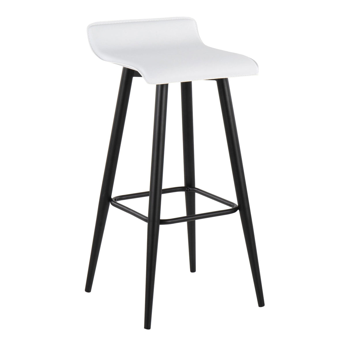 Contemporary Fixed Height Bar Stool Set with Metal Base - Pearl Silver or White