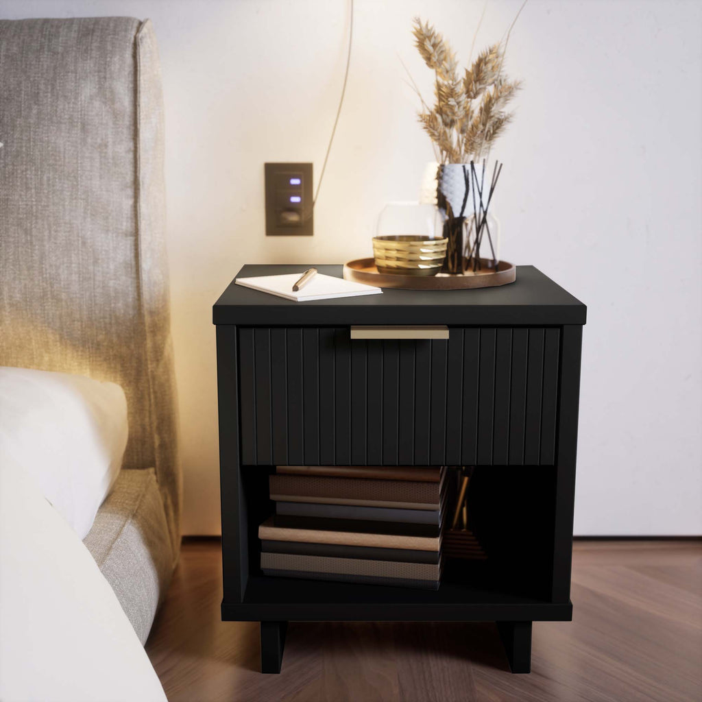 Granville Nightstand with 1 Drawer - Solid Wood Modern Accent Nightstand - Multiple Colors