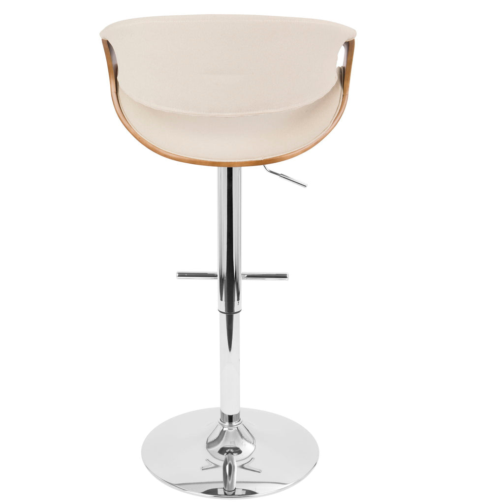 Mid Century Modern Adjustable Barstool with Swivel and T Footrest - Multiple Colors