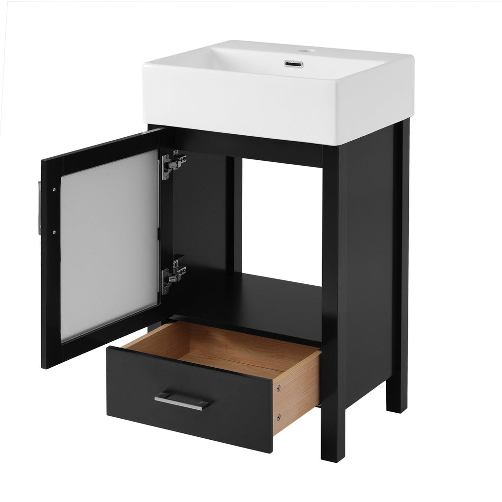Bathroom Vanity with Ceramic Sink and Ample Storage - Blue, Green, or Black