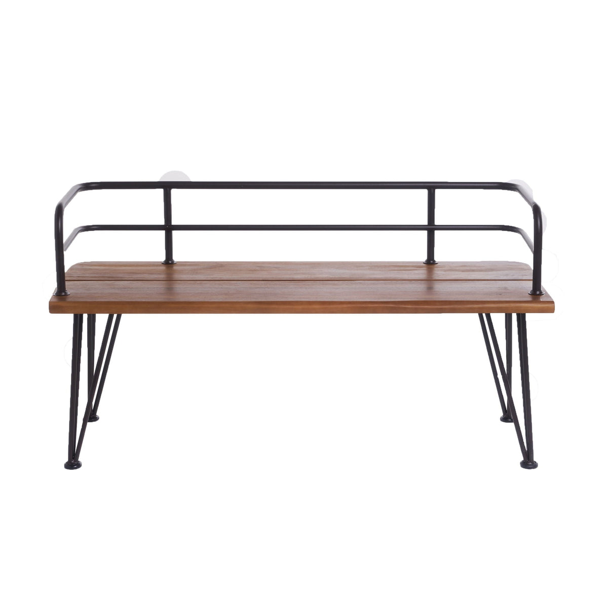 Teak Outdoor Bench with Powder Coated Iron Frame – Teak