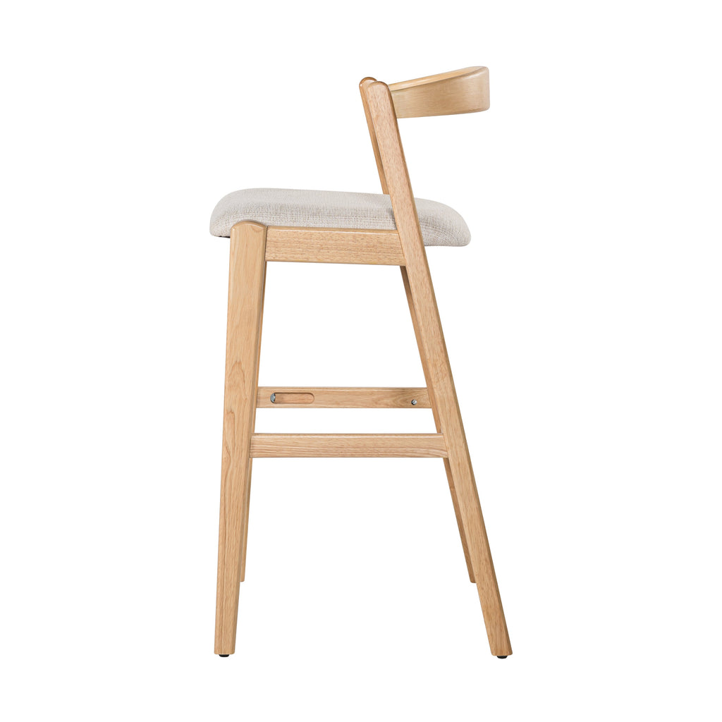 Balmain Indoor Rubberwood Barstool with Cushioned Seat - Brown