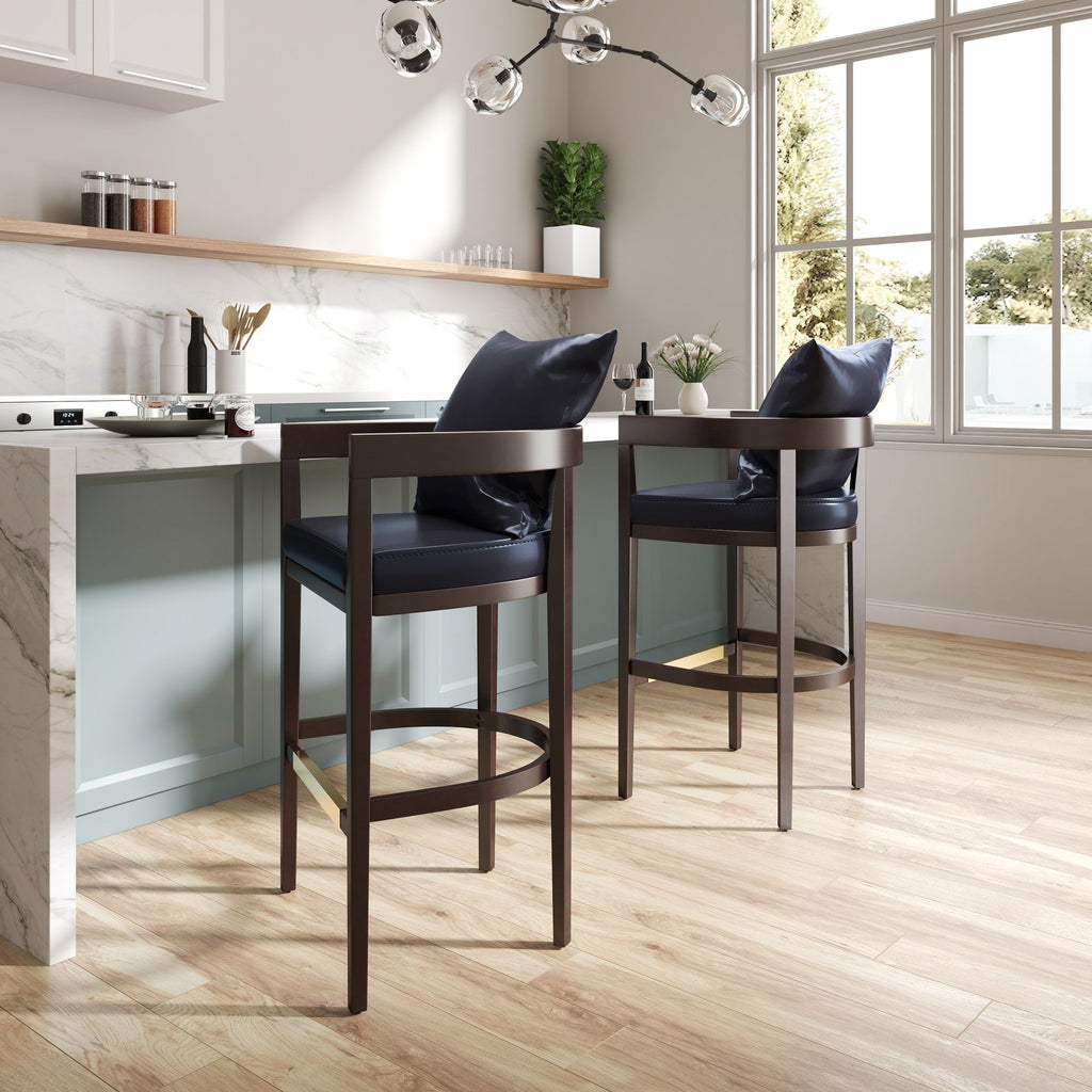 Mid-Century Modern Counter Stool with Upholstered Seat - Multiple Colors