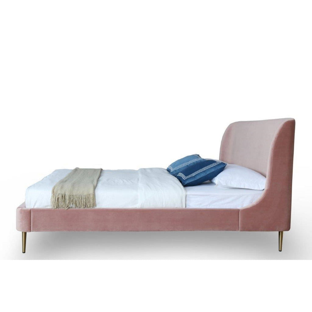 Heather Upholstered Bed with Curved Headboard - Multiple Colors